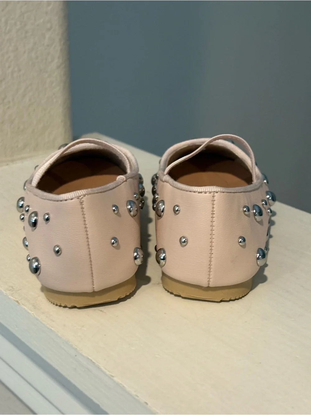 NEW w/o Tag Cat & Jack Toddler Girl 7 Pink Heather Stud Ballet Flats Memory Foam